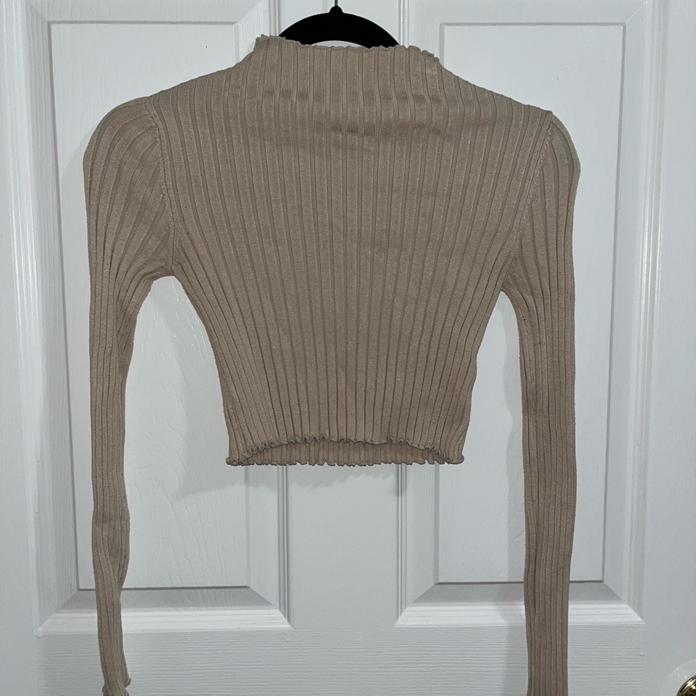 Princess Polly Ribbed Long Sleeve Tee - Tan